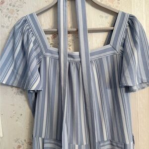 Monteau Sky and White Striped Top